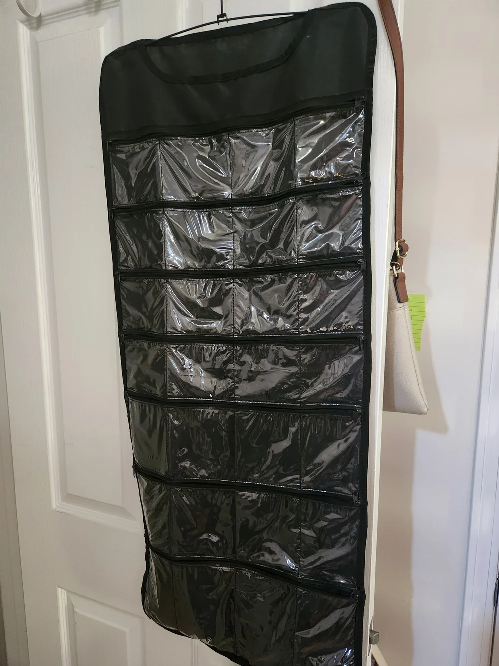Black Hanging Organizer with Clear Pockets
